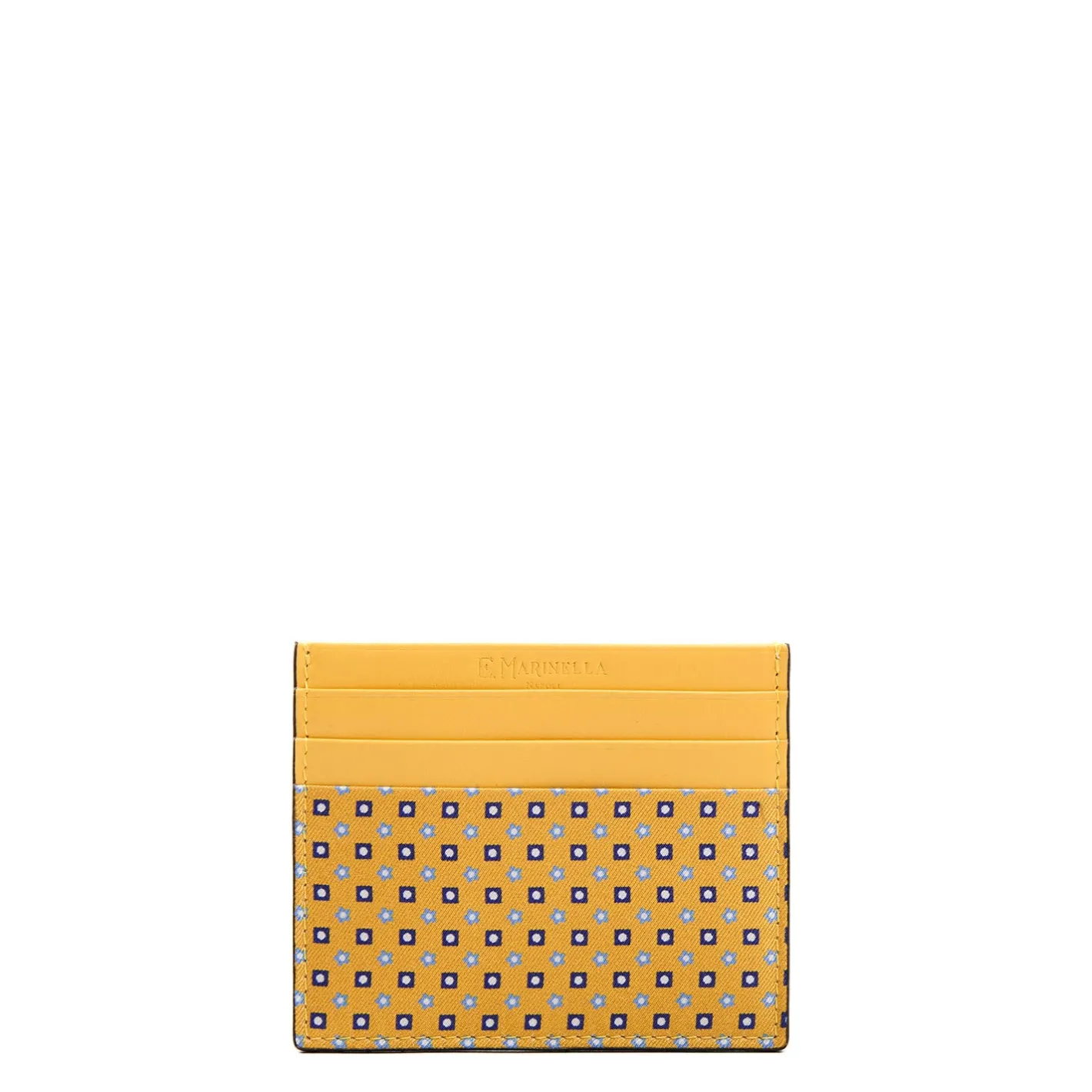 E.Marinella PORTACARTE DI CREDITO SETA E PELLE GIALLO 5 scomparti Best