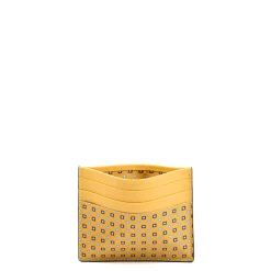 E.Marinella PORTACARTE DI CREDITO SETA E PELLE GIALLO 5 scomparti Best