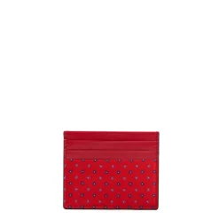 E.Marinella PORTACARTE DI CREDITO SETA E PELLE ROSSO 5 scomparti Discount
