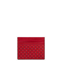 E.Marinella PORTACARTE DI CREDITO SETA E PELLE ROSSO 5 scomparti New