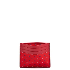 E.Marinella PORTACARTE DI CREDITO SETA E PELLE ROSSO 5 scomparti Hot
