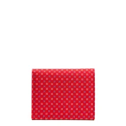E.Marinella PORTACARTE PIEGHEVOLE IN SETA PELLE ROSSO 10 scomparti Discount