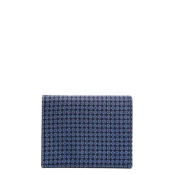 E.Marinella PORTACARTE PIEGHEVOLE IN SETA PELLE BLU SCURO 10 scomparti Best