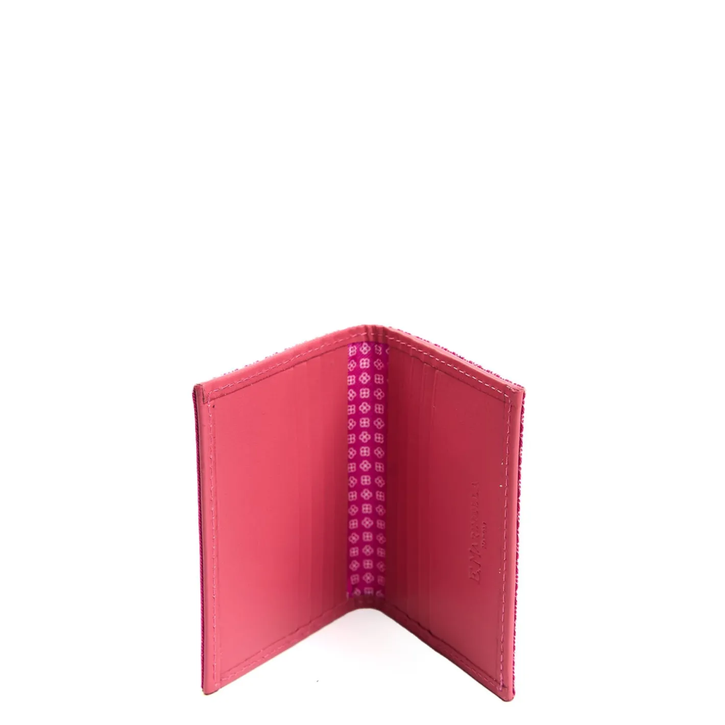 E.Marinella PORTACARTE PIEGHEVOLE IN SETA PELLE FUCSIA 10 scomparti Discount