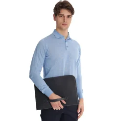 E.Marinella PORTADOCUMENTI BLU In pelle con cinturino Outlet