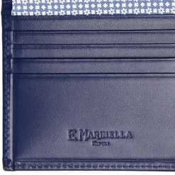 E.Marinella PORTAFOGLIO PICCOLO AZZURRO POLVERE In seta e pelle Discount