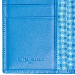 E.Marinella PORTAFOGLIO VERTICALE BLU MEDIO In seta e pelle Best