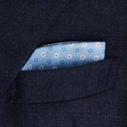 E.Marinella PORTAOCCHIALI AZZURRO In seta stampata a mano Outlet