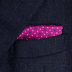E.Marinella PORTAOCCHIALI FUCSIA In seta stampata a mano Outlet