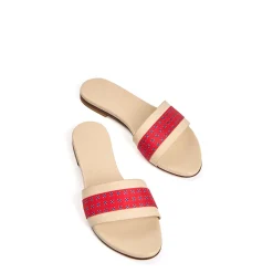 E.Marinella SANDALO FLAT ICONOGRAPHIC SIGNATURE Con fascia in seta rossa Online