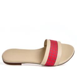 E.Marinella SANDALO FLAT ICONOGRAPHIC SIGNATURE Con fascia in seta rossa Online