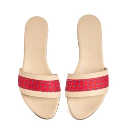 E.Marinella SANDALO FLAT ICONOGRAPHIC SIGNATURE Con fascia in seta rossa Online