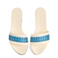 E.Marinella SANDALO FLAT ICONOGRAPHIC SIGNATURE Con fascia in seta azzurra Hot