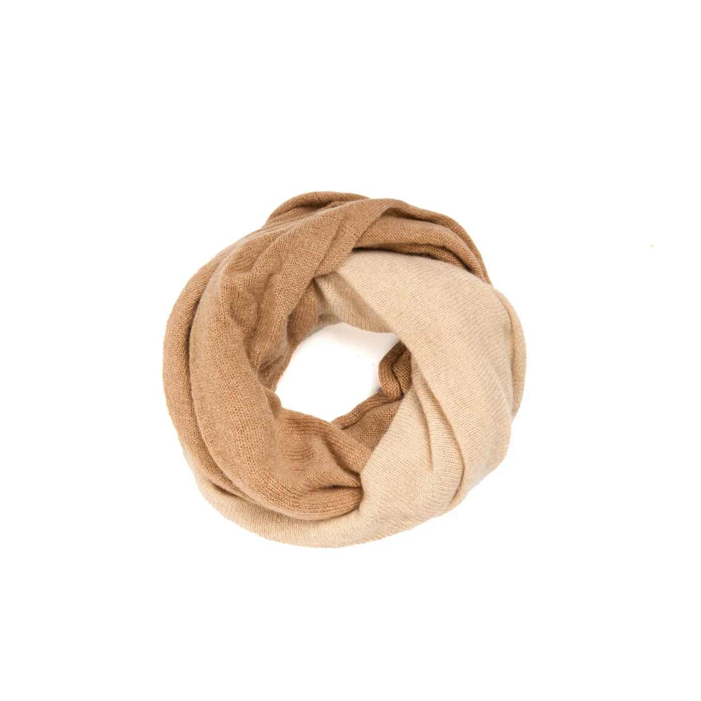 E.Marinella SCALDACOLLO CAMMELLO E GRIGIO CHIARO DOPPIO INTRECCIO In cashmere New