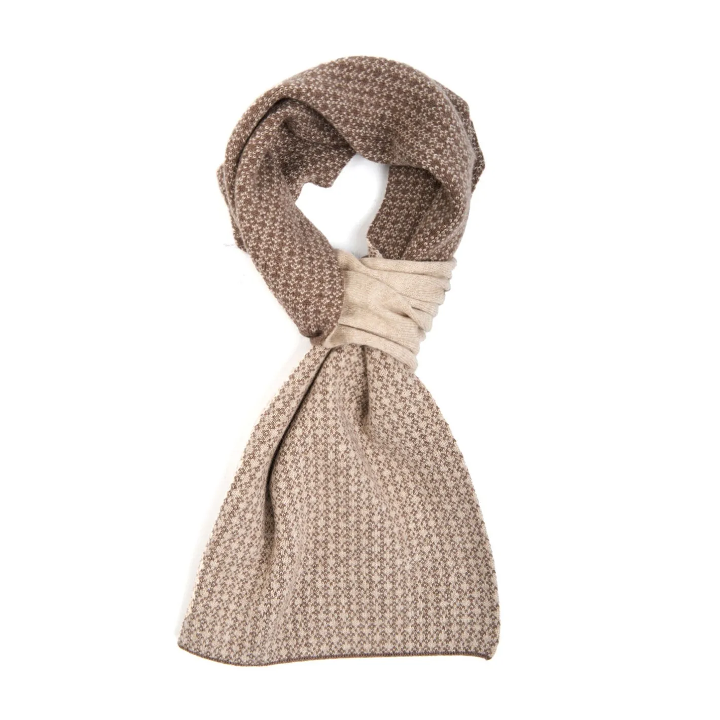 E.Marinella SCALDACOLLO MARRONE SCURO E BEIGE MICROFANTASIA In cashmere Best
