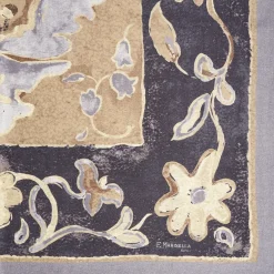 E.Marinella SCIALLE 135 GRIGIO IN LANA E SETA Con disegno di fiori a pastello Hot