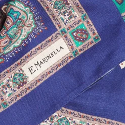 E.Marinella SCIALLE 140 VERDE E BLUETTE IN LANA Motivo floreale Online