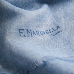 E.Marinella SCIARPA AZZURRO IN COTONE E LINO Macro flowers Clearance