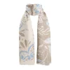 E.Marinella SCIARPA BEIGE IN COTONE E LINO Macro flowers Discount