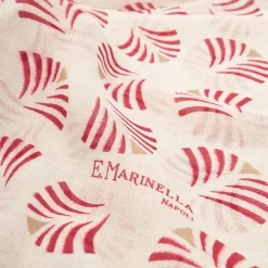 E.Marinella SCIARPA BEIGE IN COTONE E LINO Ventagli rossi New
