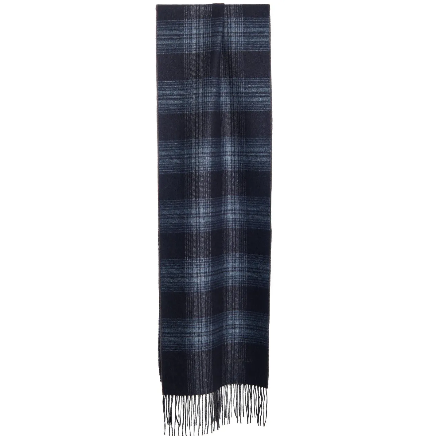 E.Marinella SCIARPA BICOLOR BLU SCURO IN SETA E CASHMERE Check Clearance