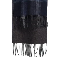E.Marinella SCIARPA BICOLOR BLU SCURO IN SETA E CASHMERE Check Clearance