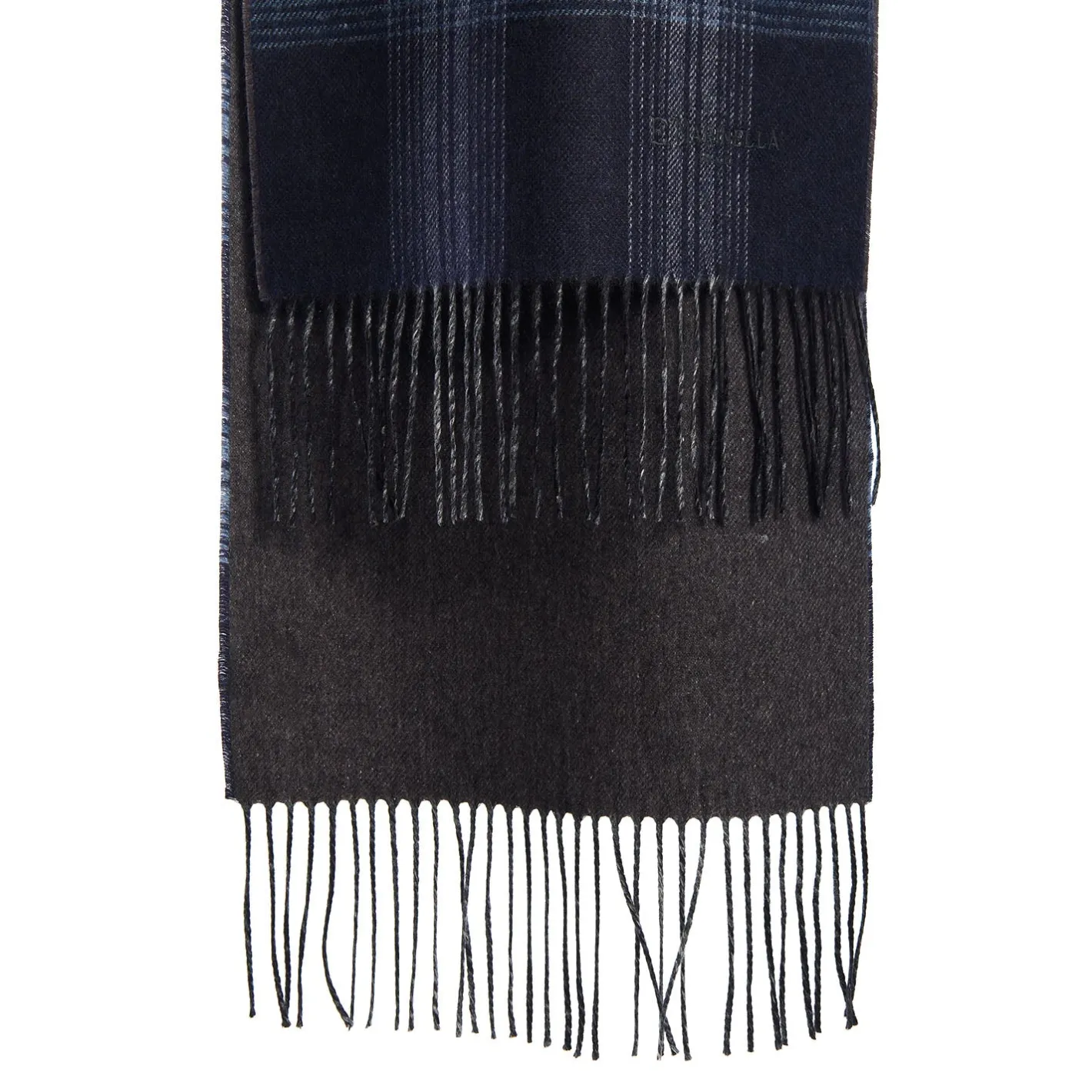 E.Marinella SCIARPA BICOLOR BLU SCURO IN SETA E CASHMERE Check Clearance
