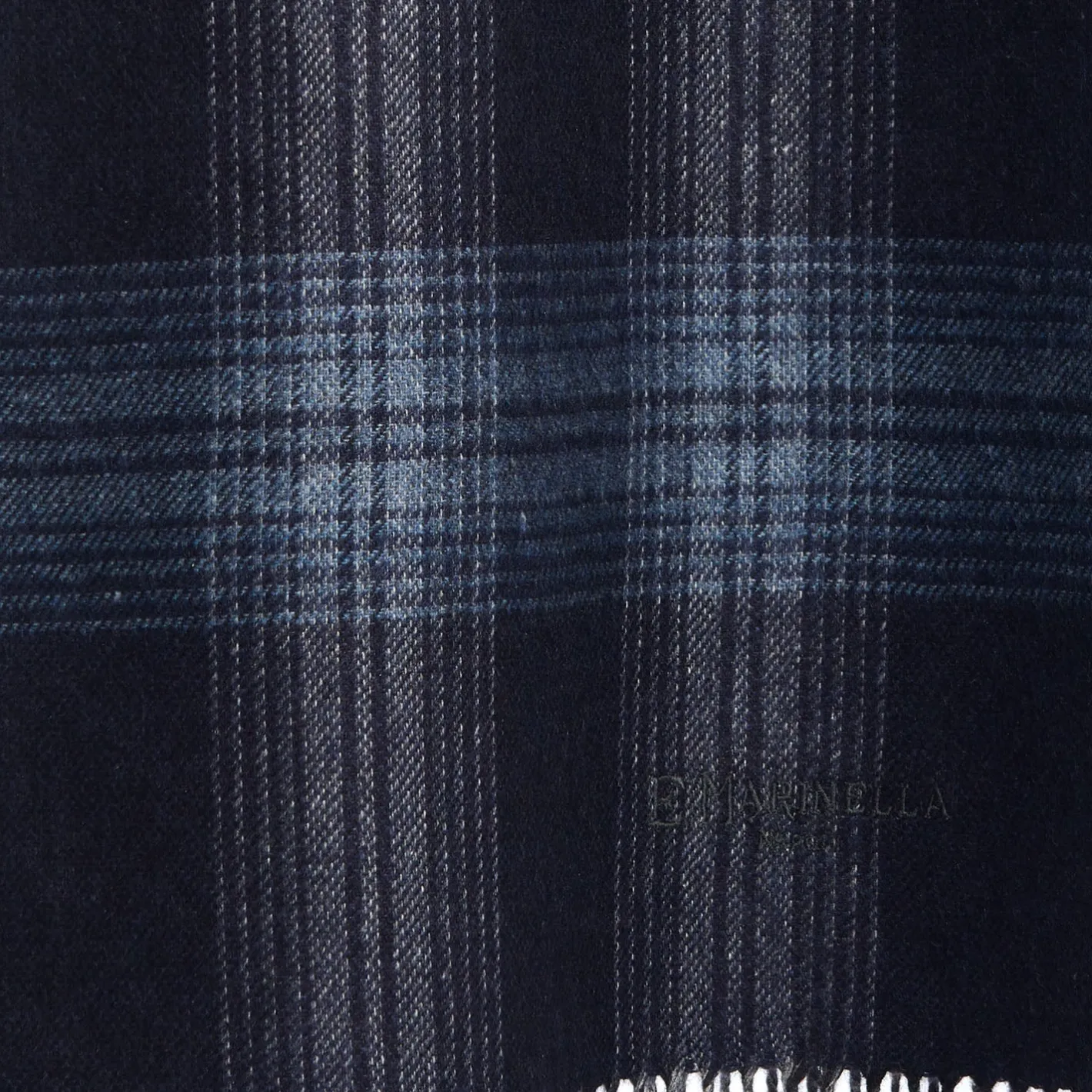 E.Marinella SCIARPA BICOLOR BLU SCURO IN SETA E CASHMERE Check Clearance