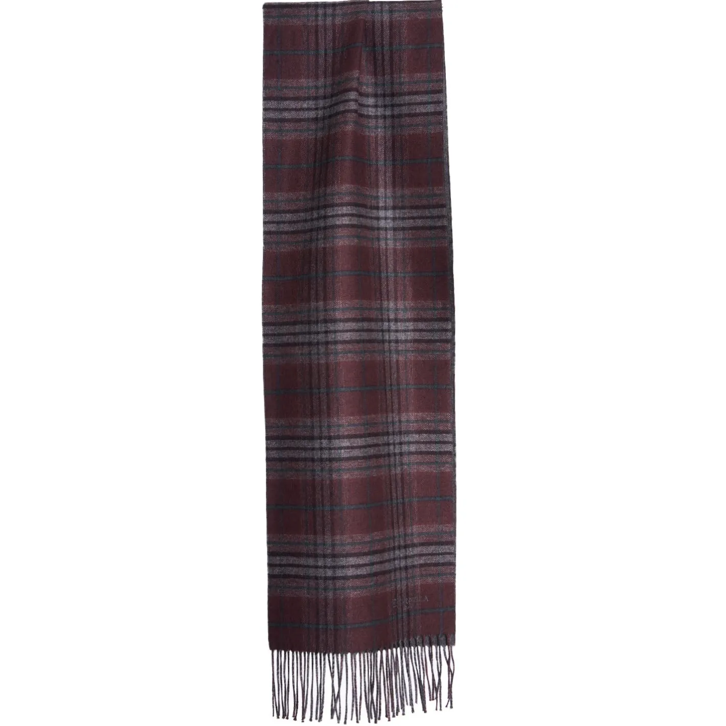E.Marinella SCIARPA BICOLOR BORDEAUX IN SETA E CASHMERE Check Hot