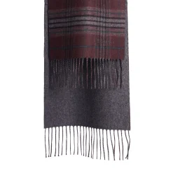 E.Marinella SCIARPA BICOLOR BORDEAUX IN SETA E CASHMERE Check Hot