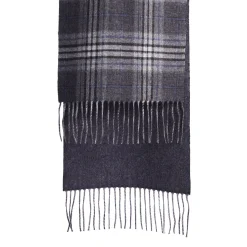 E.Marinella SCIARPA BICOLOR GRIGIO SCURO IN SETA E CASHMERE Check New