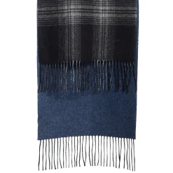 E.Marinella SCIARPA BICOLOR NERA IN SETA E CASHMERE Check Discount