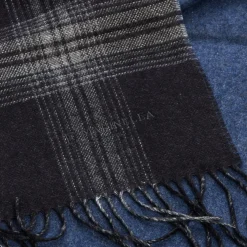 E.Marinella SCIARPA BICOLOR NERA IN SETA E CASHMERE Check Discount