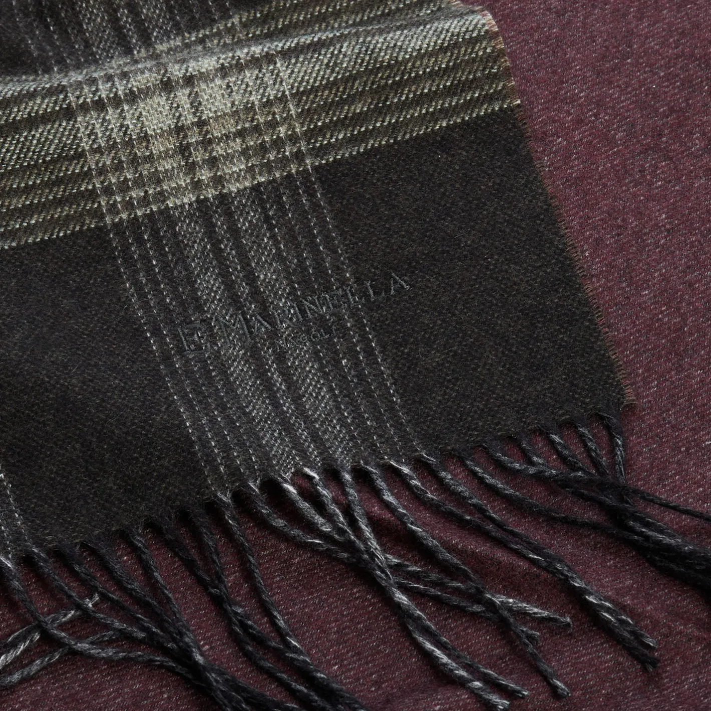 E.Marinella SCIARPA BICOLOR VERDE IN SETA E CASHMERE Check Discount