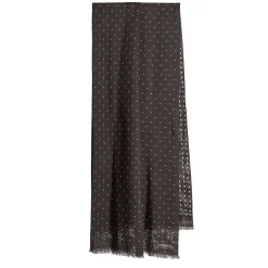 E.Marinella SCIARPA MARRONE SCURO IN LANA E SETA Pois Outlet