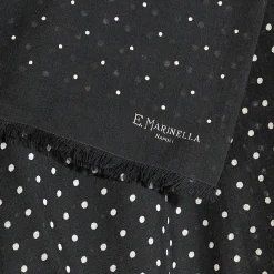 E.Marinella SCIARPA NERA IN LANA E SETA Pois Best