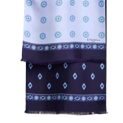E.Marinella SCIARPA TUBOLARE AZZURRA IN SETA TWILL Geometric harmony Online