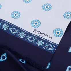 E.Marinella SCIARPA TUBOLARE AZZURRA IN SETA TWILL Geometric harmony Online
