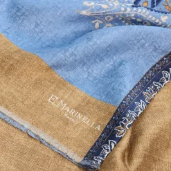 E.Marinella SCIARPA TUBOLARE AZZURRA IN SETA TWILL Paisley pattern