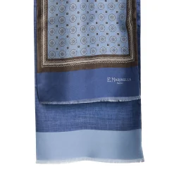 E.Marinella SCIARPA TUBOLARE AZZURRA IN SETA TWILL Classic daisy Clearance