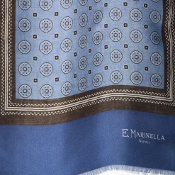 E.Marinella SCIARPA TUBOLARE AZZURRA IN SETA TWILL Classic daisy Clearance