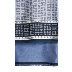 E.Marinella SCIARPA TUBOLARE AZZURRA IN SETA TWILL Busy pattern Clearance