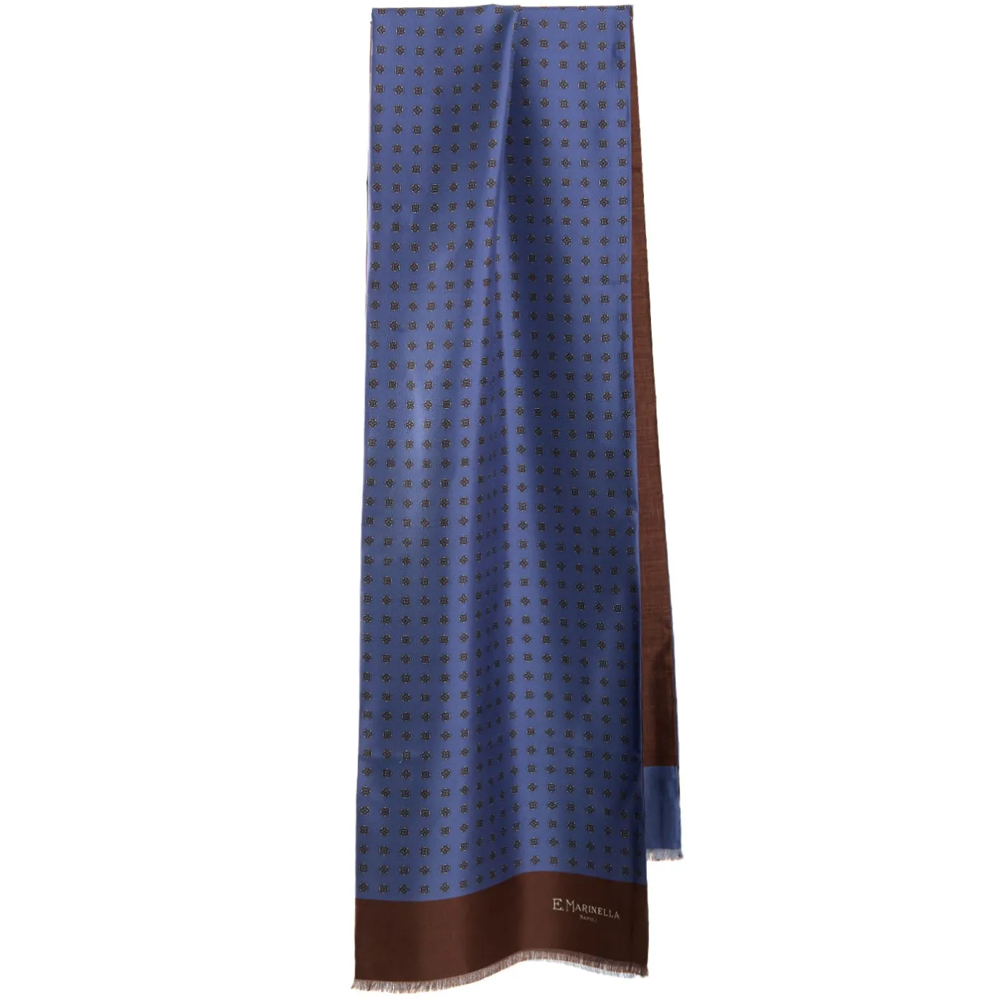 E.Marinella SCIARPA TUBOLARE AZZURRO POLVERE IN SETA TWILL Classic daisy Clearance