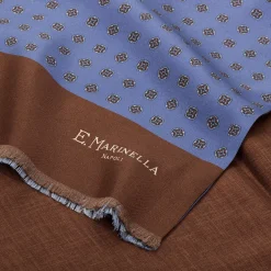 E.Marinella SCIARPA TUBOLARE AZZURRO POLVERE IN SETA TWILL Classic daisy Clearance