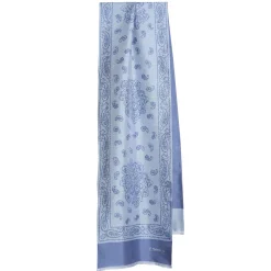 E.Marinella SCIARPA TUBOLARE AZZURRO POLVERE IN SETA TWILL Paisley Outlet