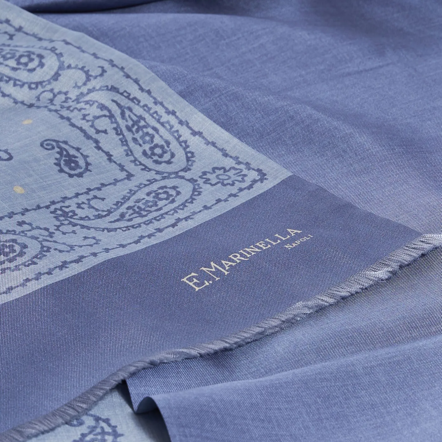 E.Marinella SCIARPA TUBOLARE AZZURRO POLVERE IN SETA TWILL Paisley Outlet