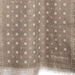 E.Marinella SCIARPA TUBOLARE BEIGE IN LANA E SETA Microfantasia fiore