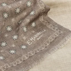 E.Marinella SCIARPA TUBOLARE BEIGE IN LANA E SETA Microfantasia fiore