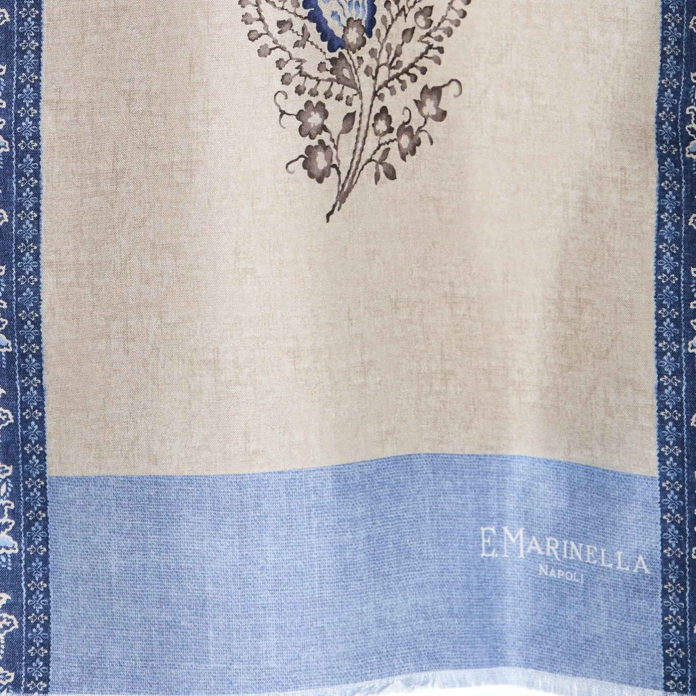 E.Marinella SCIARPA TUBOLARE BEIGE IN SETA TWILL Paisley pattern Sale