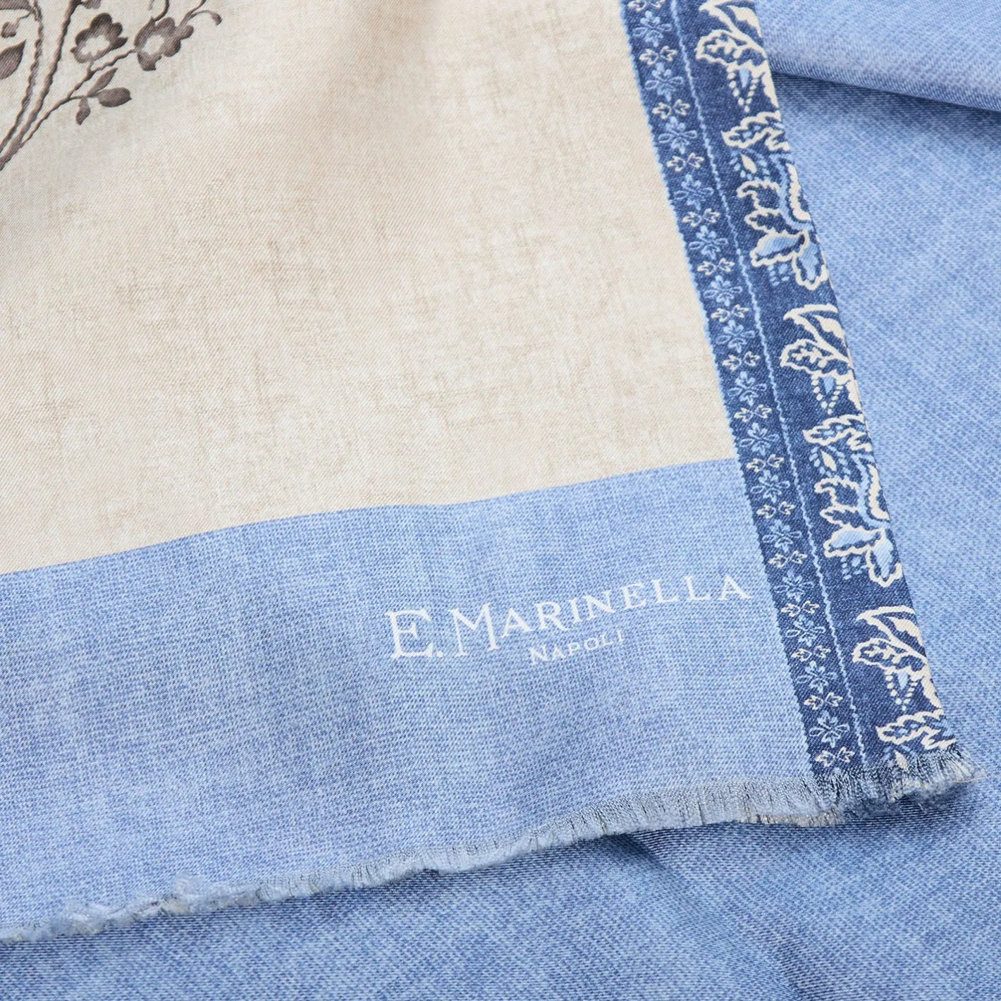 E.Marinella SCIARPA TUBOLARE BEIGE IN SETA TWILL Paisley pattern Sale